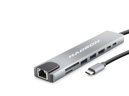 Type-C Combo Hub Hdmi 4K Usb 3.0 Lan Kart Okuyucu 8 Port - Gri HDX7841