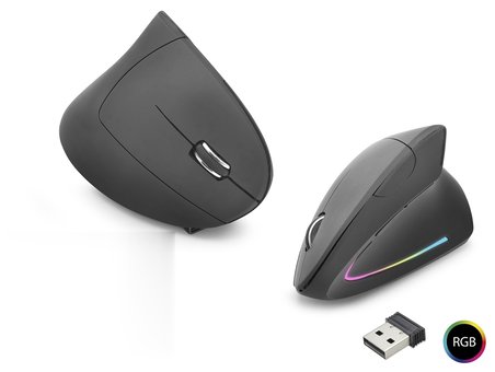 Ergonomik Dikey Mouse Dual Mode 1600 Dpi Sessiz Rgb - Siyah ND1211