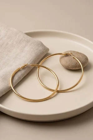 316L Çelik Gold Renk 66 mm Halka Küpe TJ-BKP12010