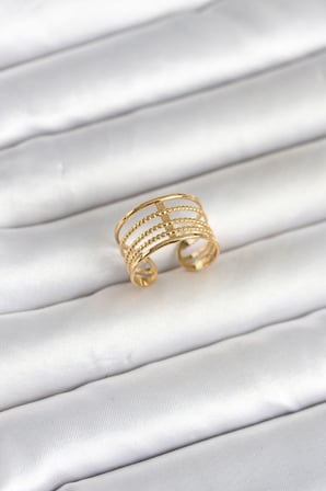 316L Çelik Gold Renk Vintage Model Kadın Yüzük - TJ-BYK4173