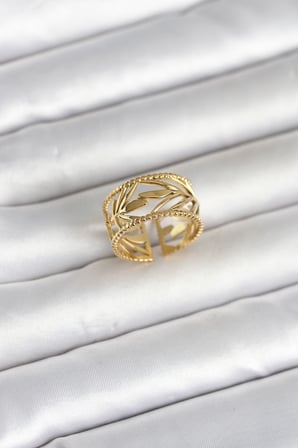 316L Çelik Gold Renk Başak Model Kadın Yüzük TJ-BYK4182
