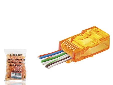 Cat6 Ez Rj45 Konnektör - 100 Adet Turuncu / Ekonomik Poşet Paket ND2413