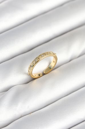 Pirinç Gold Renk Zirkon Taşlı Kadın Yüzük TJ-BYK3903