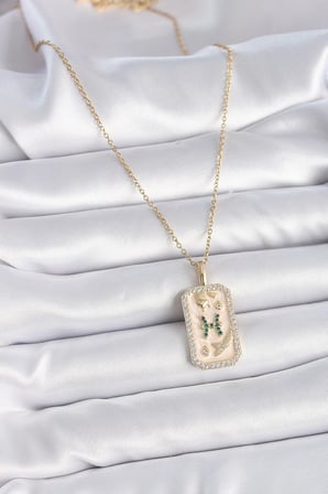 316L Çelik Gold Renk Zincir Balık Burcu Zirkon Taşlı Kadın Kolye TJ-BKO9463