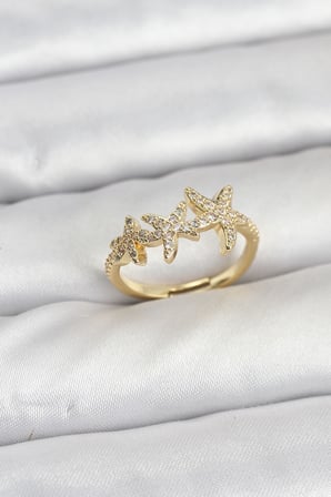 Pirinç Yıldız Model Gold Renk Kadın Yüzük TJ-BYK3917