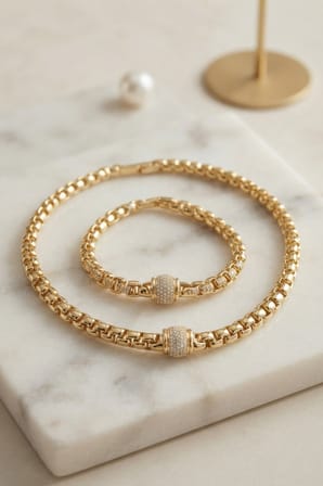 Xuping Singapur Zincir Model Kolye ve Bileklik Set TJ-BKO11210