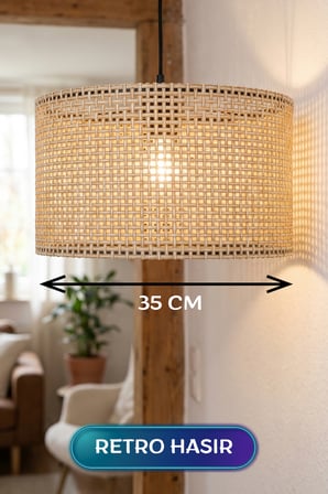 Retro Hasır Kumaş Başlıklı Sarkıt ize 35 CM