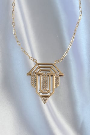 316L Çelik Zincir Gold Renk Zirkon Taşlı Serenay Kolyesi TJ-BKO8915