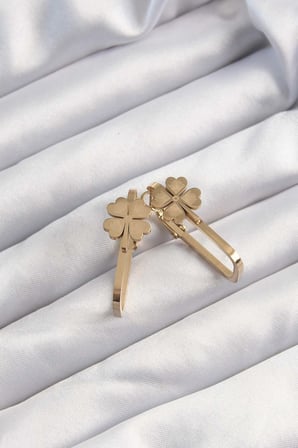 316L Çelik Renk Geometrik Yonca Model Küpe TJ-BKP9495