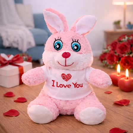 I Love You Tişörtlü Sevimli Pembe Peluş Tşan