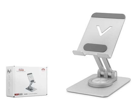 360 Derece Döner Ayarlanabilir Masaüstü Telefon Standi Metal - Gümüş HDX8025
