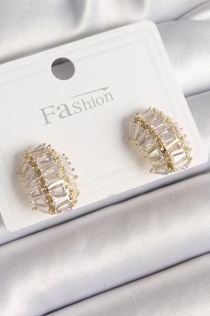 Pirinç Gold Renk Zirkon Taşlı Kaplumbağa Kabuğu Model Kadın Küpe TJ-BKP9788