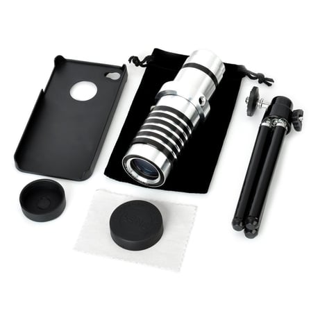 Iphone 5 5S - Iphone 4 4S Için Alüminyum 14X Optik Zoom Yakından Görüntü Çekme Dürbün