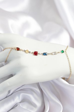Pirinç Renkli Zirkon Taşlı Y Model Gold Renk Kadın Şahmeran - TJ-SN684