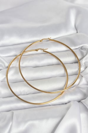 316L Çelik Gold Renk 80 mm Kadın Halka Küpe TJ-BKP11688
