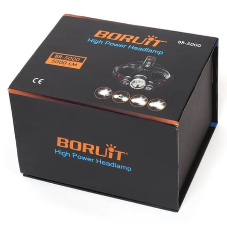 Boruit T6 Kafa Feneri 5000 Lumens 3Xcree Xm-T6+2R5 Lamba Led Kamp Lambası