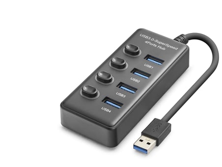 Usb 3.0 Hub Anahtarlı 4 Port 5 Gbps - Siyah HDX7048