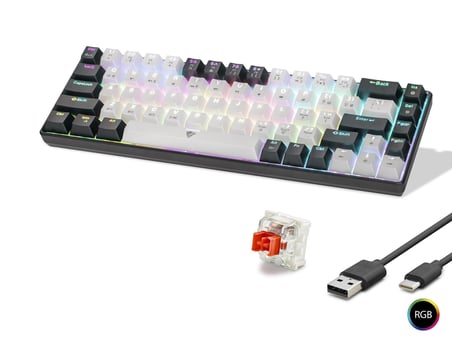 Skygo MF1703W Mekanik Klavye Tri-Mode RGB Red Switch Beyaz Siyah 68 Tuş