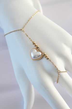 316L Çelik Gold Renk Beyaz Bubble Kalp Tasarımlı Şahmeran TJ-SN576