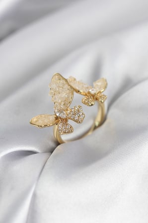 Gold Renk Beyaz Model Zirkon Taşlı Kadın Yüzük - TJ-BYK3944