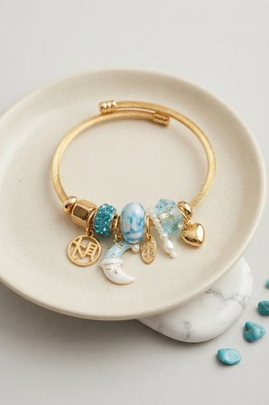 Ay ve Kalp Mi Charmlı Kadın Bileklik TJ-BB8756