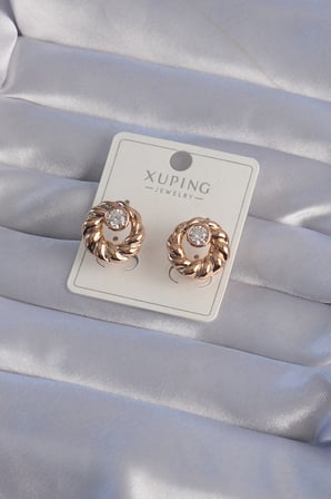 XUPİNG Rose Renk Oval Zirkon Taşlı Burgu Model Küpe TJ-BKP9361