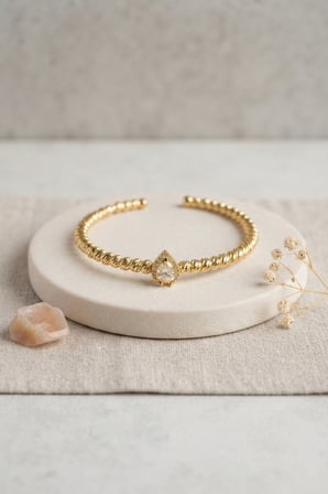 Gold Renk Dorika Model Damla Zirkon Taşlı Kadın Bileklik TJ-BB8856