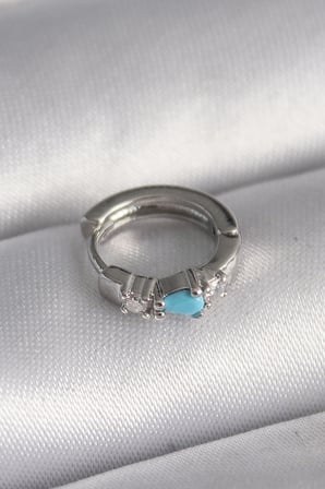 316L Çelik Gümüş Renk Zirkon Taşlı Mi Boncuk Detay Tragus Piercing TJ-PR1325