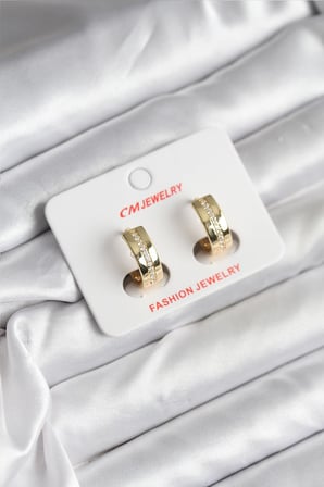14K Gold Renk Kaplama Zirkon Taşlı Halka Model CM Kadın Küpe TJ-BKP11410