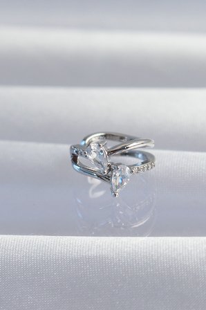 Pirinç Gümüş Renk Zirkon Taşlı Damla Earcuff Küpe TJ-BKP9334