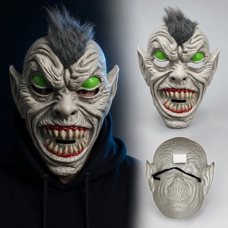 Neon Yeşil Gözlü Saçlı Canar Plastik Maske