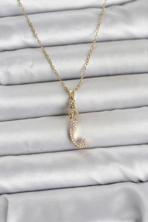 316L Çelik Zincir Gold Renk Zirkon Taşlı Deniz Kızı Model Kadın Kolye TJ-BKO11024