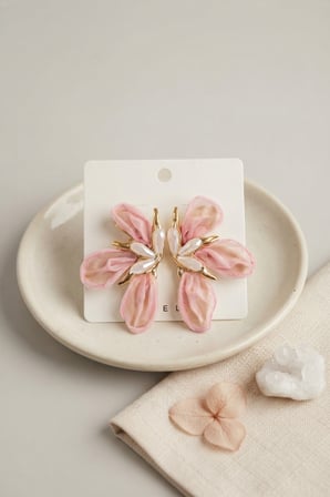 Pembe Renk Orkide Model Organze Küpe TJ-BKP11988