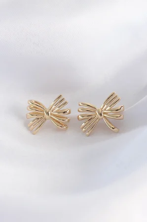 Pirinç Gold Renk Fiyonk Küpe TJ-BKP8930