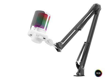 Rgb Mikrofon Seti Boom Mikrofon Kolu Type-C 192Khz 24Bit Beyaz ME6S35W