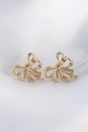 Pirinç Gold Renk Fiyonk Küpe TJ-BKP8944