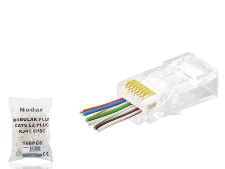 Cat6 Ez Rj45 Konnektör - 100 Adet Şeffaf / Ekonomik Poşet Paket ND2415