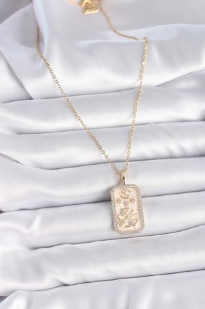 316L Çelik Gold Renk Zincir Yengeç Burcu Zirkon Taşlı Kadın Kolye - TJ-BKO9467