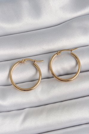 316 Çelik Gold Renk 22mm Kadın Halka Model Kadın Küpe - TJ-BKP10507