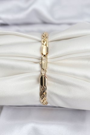 14K Gold Renk Kaplama Lazer Zincir Model CM Kadın Bileklik TJ-BB8125