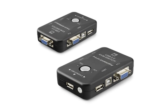 Vga Usb Kvm Switch 2 In 1 Out + 2 Port Usb Console + 2 Port Usb Pc (Klye/Mouse + Yazıcı) - Siyah HDX1360