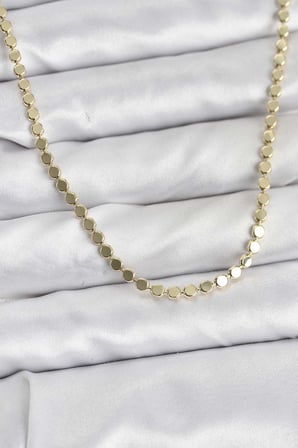 316L Çelik Zincir Gold Renk Ezme Zincir Model 45 cm Kadın Kolye - TJ-BKO10777