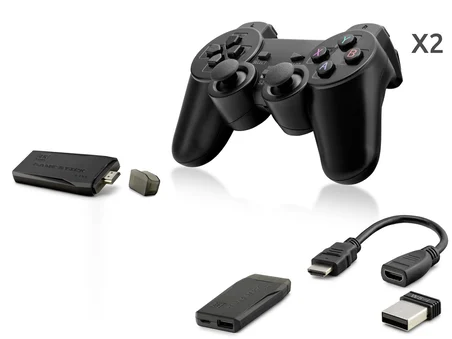 Retro Oyun Stick Hdmi Çift Gamepad Seti 2.4G Kablosuz - Siyah HD327