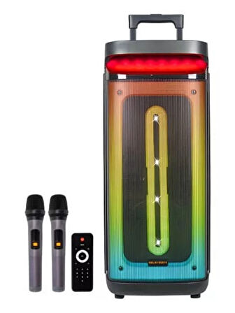 D2815 Ultra Bass Rgb Işıklı Kablosuz Wireless Mikrofonlu Taşınabilir Parti Hoparlörü