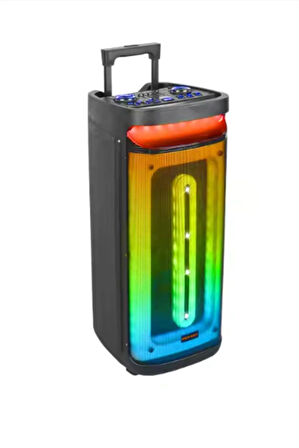 D2815 Ultra Bass Rgb Işıklı Kablosuz Wireless Mikrofonlu Taşınabilir Parti Hoparlörü