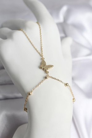 316L Çelik Gold Renk Kelebek Model Kadın Şahmeran - TJ-SN740