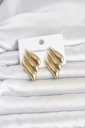 316L Çelik Gold Renk Motif Model Kadın Küpe TJ-BKP11819