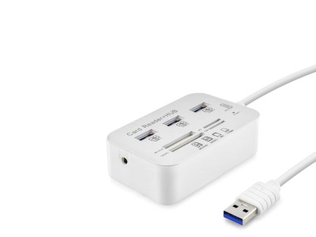 Usb 3.0 Hub Kart Okuyucu 7 Port 5 Gbps Beyaz HDX7028