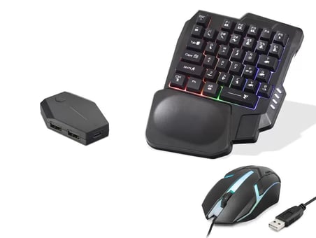 Mobil Oyun Klavye Mouse Dönüştürücü Seti Rgb Siyah ND762