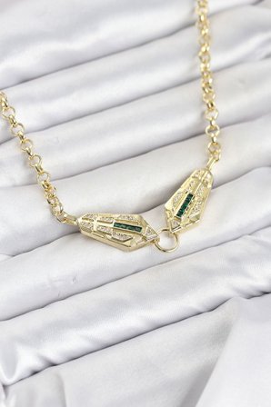 Pirinç Gold Renk Zirkon Taşlı Serenay Kolye TJ-BKO11130
